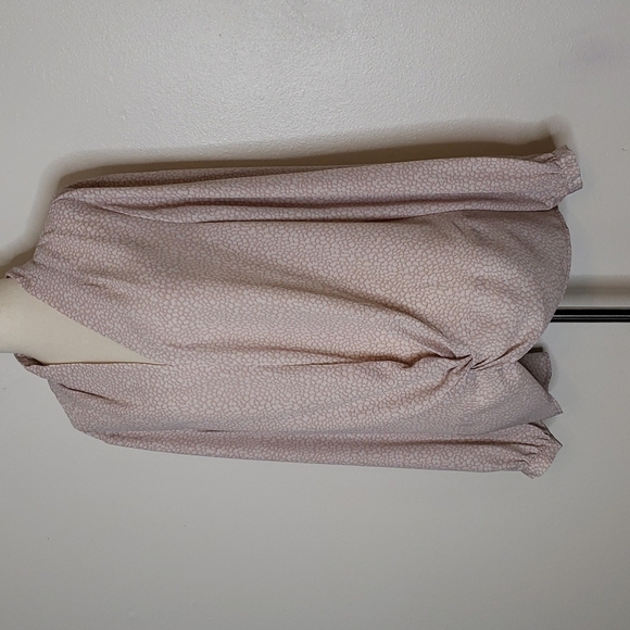 Adrianna Papell Pink Chiffon Blouse Twist Front Polka Dot Top Designer Summer - Picture 4 of 10